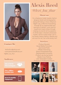 alexis reel's resume with an image of a woman in a suit